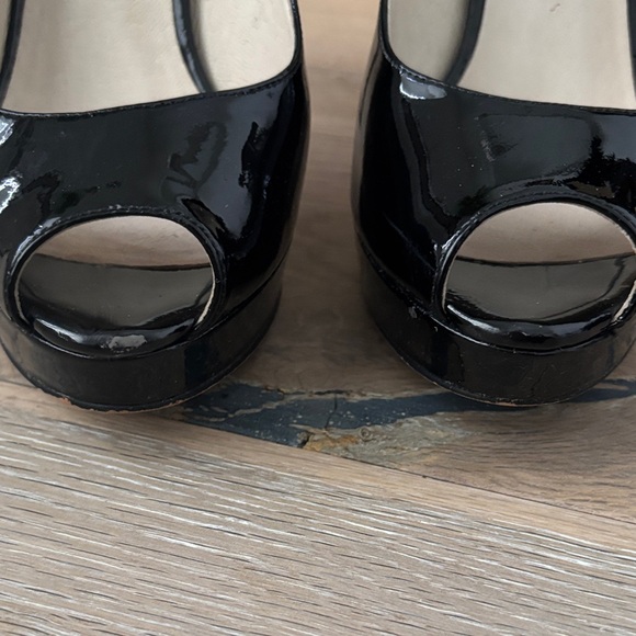 Michael Kors Glossy Black Peep Toe Heels - Picture 4 of 8